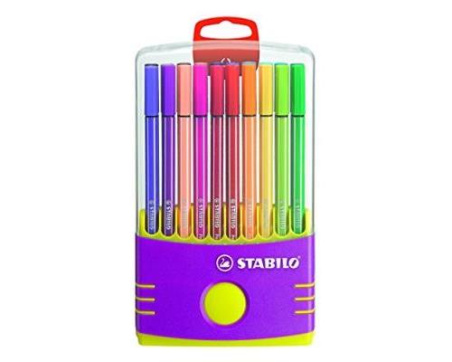 Stabilo-pen 68 color parade 20 st + ophangclip lila