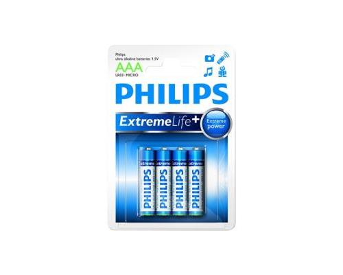 Pack de 4 piles Philips Ultra Alkaline AAA LR03