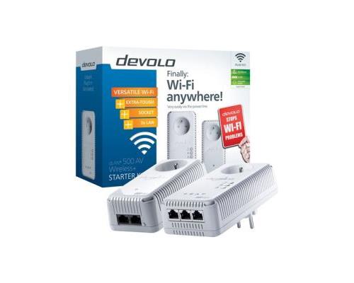 devolo dLAN 500 AV Wireless+ - Starter Kit - adaptateur CPL commutateur 3 ports - HomePlug AV (HPAV) Bi-bande - Branchement mural État correct - Devolo reconditionné disponible sur Fnac