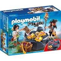 Playmobil 70412 Chaloupe des Soldats - Pirates - en quête du trésor - avec  Trois Personnages, Un Canon, Un Bateau Qui Flotte et des Accessoires - Dès