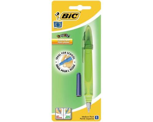 BIC Stylo plume pointe moyenne rechargeable EasyClic vert + 1 petite  cartouche d'encre pas cher 