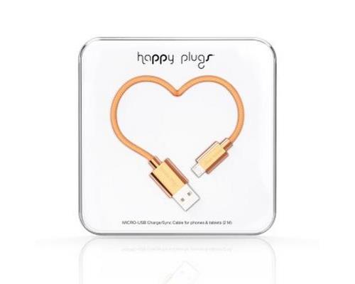 HAPPY PLUGS MICRO USB CABLE ROSE GOLD 2M