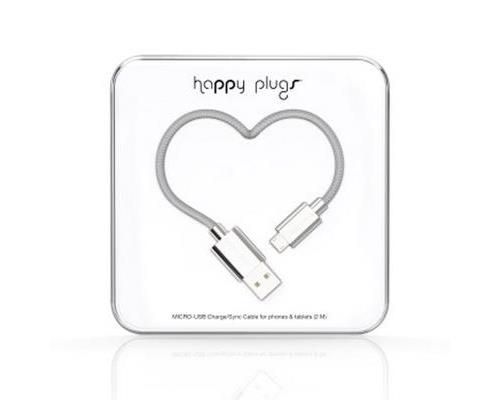 HAPPY PLUGS MICRO USB CABLE SILVER 2M