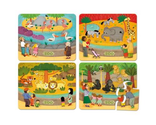 Puzzle 4 x 6 pièces : Les animaux du zoo Vilac