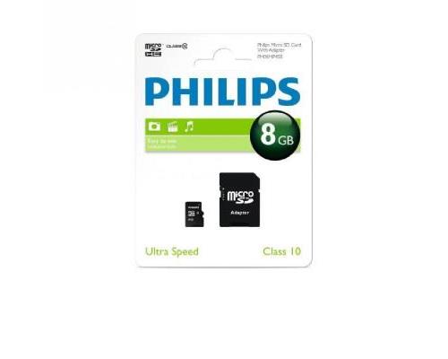 Philips FM08MP45B - Carte mémoire flash (adaptateur microSDHC - SD inclus(e)) - 8 Go - Class 10 - microSDHC UHS-I