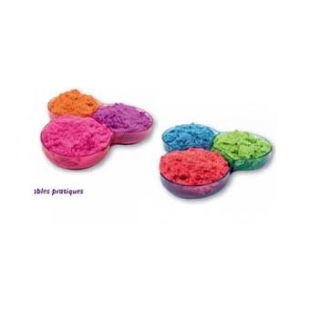 Kit Sable Magique Dessert - 900g Sable 4 Couleurs + Bac + Moules + Argent Jouet - Enfant 3-9 Ans