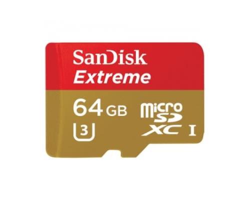 SanDisk Extreme - Carte mémoire flash (adaptateur microSDXC vers SD inclus(e)) - 64 Go - UHS Class 3 / Class10 - microSDXC UHS-I