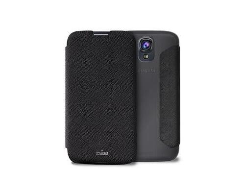 PURO GALAXY S5 ECOLEATHER FLIPCOVER+CARD SLOT  TRANSP BLACK