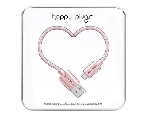 HAPPY PLUGS MICRO USB CABLE PINK GOLD