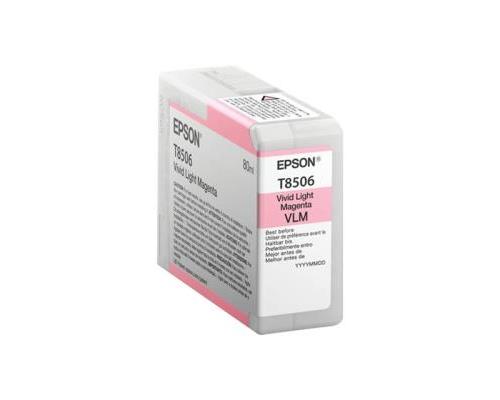 Epson T8506 - 80 ml - haute capacité - Magenta vif clair - original - cartouche d'encre - pour SureColor P800, P800 Designer Edition, SC-P800