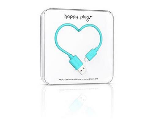 HAPPY PLUGS MICRO USB CABLE TURQUOISE 2M