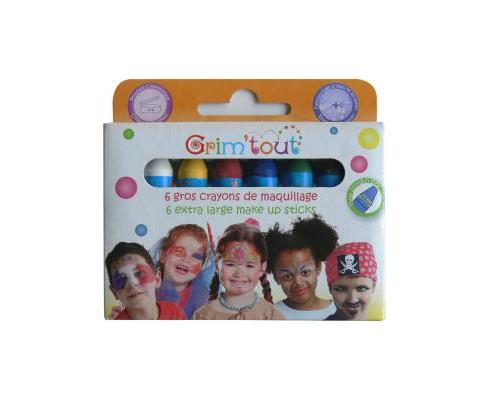 Grimtout - Gros Crayons De Maquillage Basiques - Boite De 6