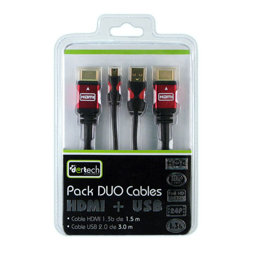 Pack Duo Cables HDMI + USB para PS3 Conectividad y cargador para
