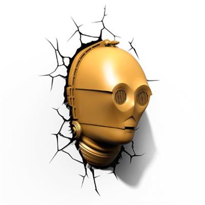 Lámpara decorativa pared 3D Star Wars máscara C-3PO