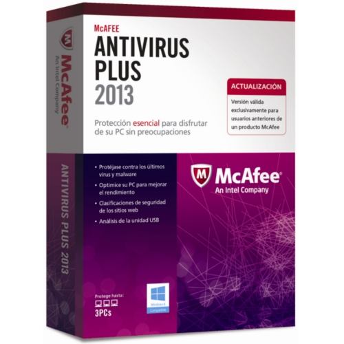 McAfee Antivirus Plus 2013 (3 Licencias) Actualización, DVD ...