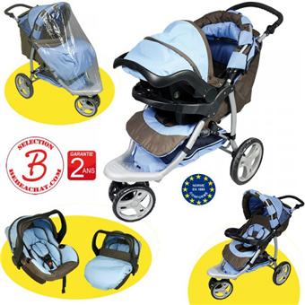 poussette bébé 3 roues combiné 2en1