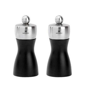Peugeot - Duo de moulins à poivre et à sel en bois et inox couleur noir 12  cm - Ustensile de cuisine - Achat & prix
