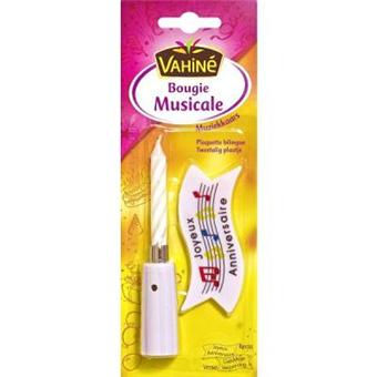 Vahine Bougie Musicale Et Plaquette Joyeux Anniversaire Blanc