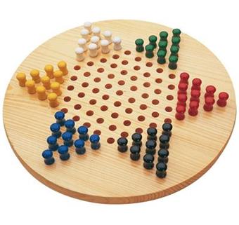 Jeu De Dames Chinoises Artisanal - Bambou Et Buis - Plateau En Bois - Neuf