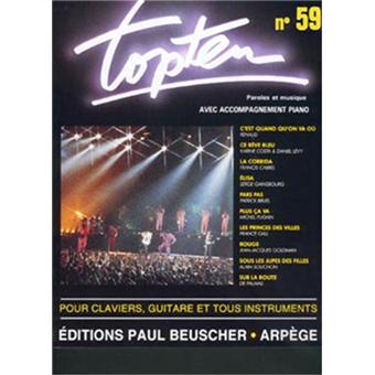 Livre de partitions pour claviers, guitare et tous instruments Top ten avec  accompagnement piano - Editions Paul Beuscher