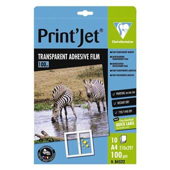 10 Feuilles Film Transparent Adhesif A4 21x29 7 Printjet Pour