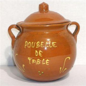 Poubelle De Table Terre Cuite Brune Emaillee Ustensile De