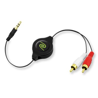 Câble RCA 3,5mm rétractable pour iPod, MP3, Lecteur de CD/DVD portable, Lecteur multimédia, TablettesLongueur: 1m