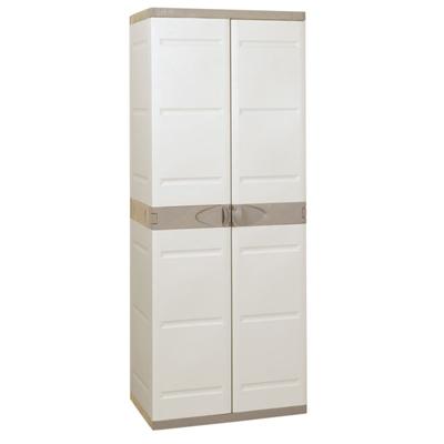 9203 - Armoire de rangement haute 2 portes - Blanc et Beige