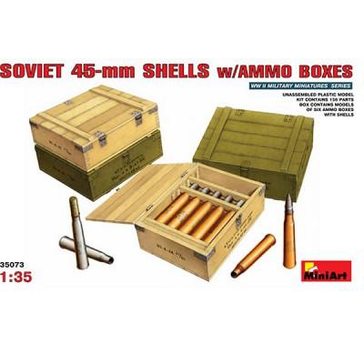 Mini Art - Caisses de munitions avec obus et douilles de 45 mm soviétiques