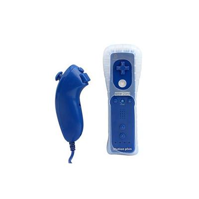 Wiimote Bleu - Nunchunk - Avec Motion Plus Intégré - Accessoire Compatible Pega