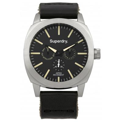 Montre SUPERDRY acier bracelet cuir noir homme
