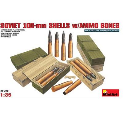 Mini Art - Caisses de munitions avec obus et douilles de 100 mm soviétiques