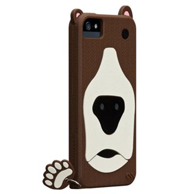 Case-Mate Creatures Grizzly - Beschermhoes voor mobiele telefoon - silicone - bruin - voor Apple iPhone 5, 5s