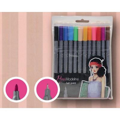 Avenue Mandarine - Crayons Miss Modeline : Pochette de 12 crayons doubles pointes : Noir