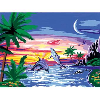 Ravensburger CreArt Kids – Dauphins Joueurs – Peinture Par Numéros Phosphorescente – Dès 7 Ans – 13x18 Cm