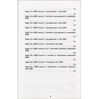 Annales corrigées Vuibert BEP Mathématiques tertiaires