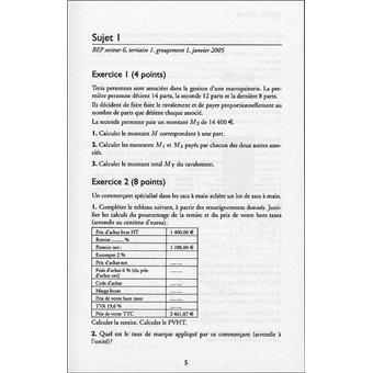 Annales corrigées Vuibert BEP Mathématiques tertiaires