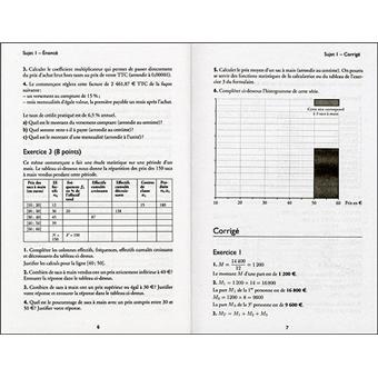 Annales corrigées Vuibert BEP Mathématiques tertiaires