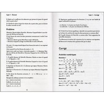 Annales corrigées Vuibert brevet Mathématiques