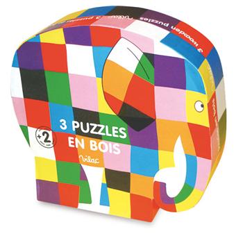 Vilac 3 puzzles évolutifs Elmer en bois - Puzzle enfant - Achat \u0026 prix |  fnac