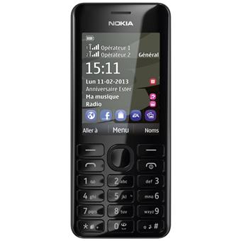 Nokia 206 Dual Sim - Téléphone de service - double SIM - microSD slot - Écran LCD - 240 x 320 pixels - rear camera 1,3 MP - noir