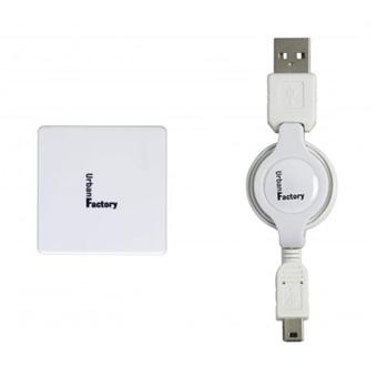 Urban Factory Crazy Hub Blanc 4 ports + Câble USB/mini USB