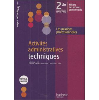 Activités administratives techniques 2de Bac Pro - Livre élève - Ed.2009 - 1