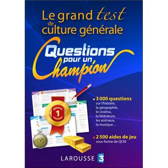 grand test de culture générale «Questions pour un champion» broché Collectif - Achat Livre | fnac