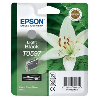 Epson T0597 - 13 ml - lichtzwart - origineel - blisterverpakking met RF / akoestisch alarm - inktcartridge - voor Stylus Photo R2400 - 1