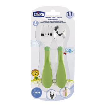 Chicco Couverts En Inox X2 Vert Pomme 18 Mois Produits Bebes Fnac