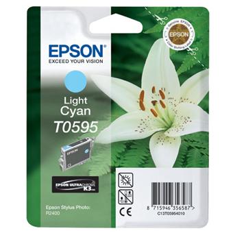 Epson T0595 - 13 ml - lichtcyaan - origineel - blisterverpakking met RF / akoestisch alarm - inktcartridge - voor Stylus Photo R2400 - 1