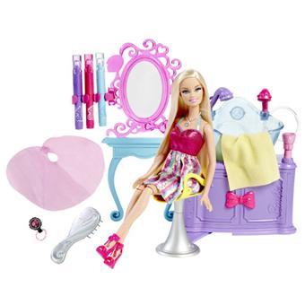 Barbie Tête de poupée cheveux blonds avec 20 accessoires colorés, tête