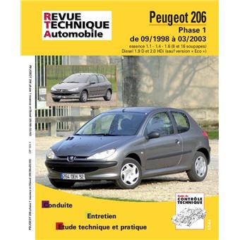 Peugeot 206 : phase 1 de 09/1988 à 03/2003 : essence 1.1 - 1.4 - 1.6 (8 et 16 soupapes) Diesel 1.9 D et 2.0 HDi (sauf version "Eco")