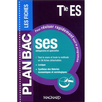 Plan Bac fiches Sciences économiques et sociales Term ES obligatoire et spécialité